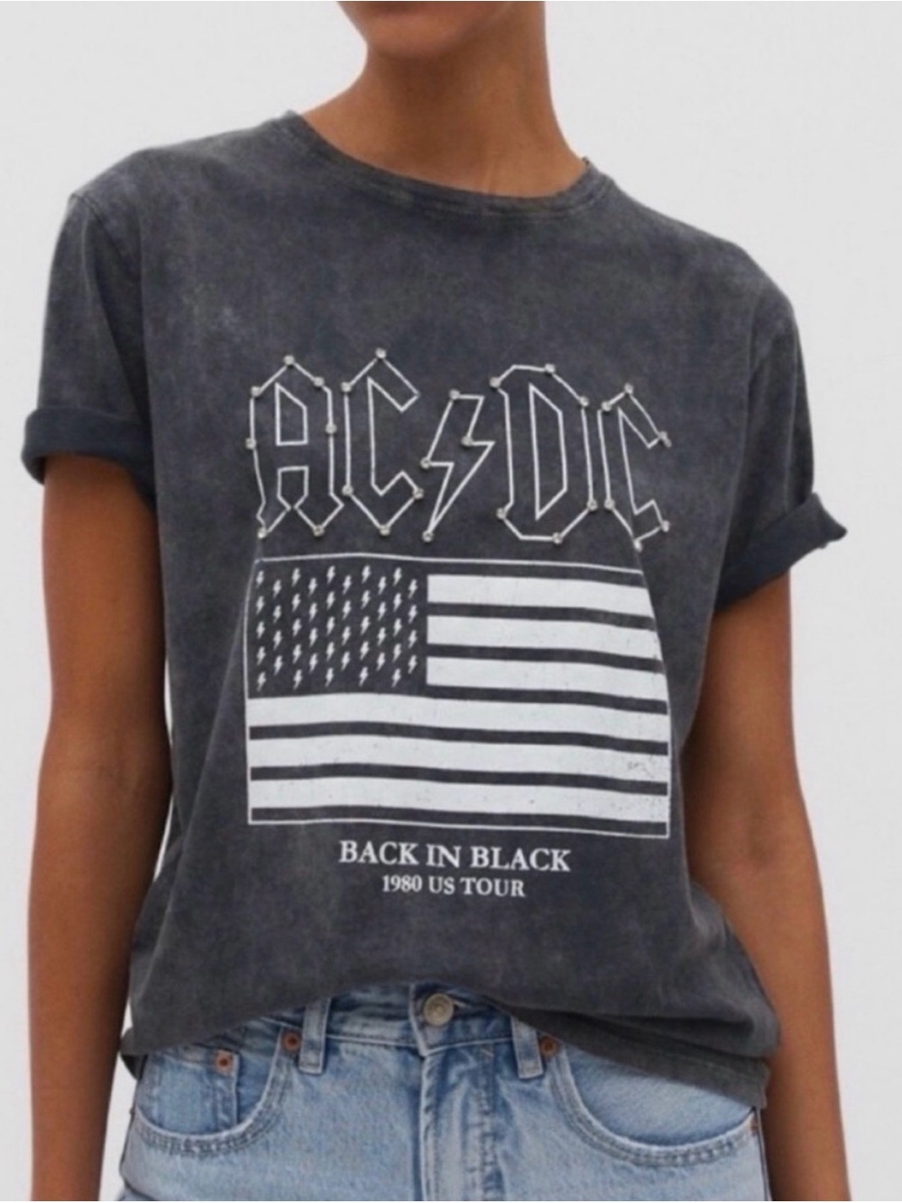 AC/DC band shirt with embellishments